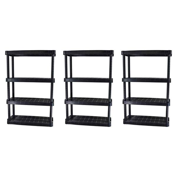 GRACIOUS LIVING Extra Wide Light Duty Garage Storage Shelves, Black (3-Pack)