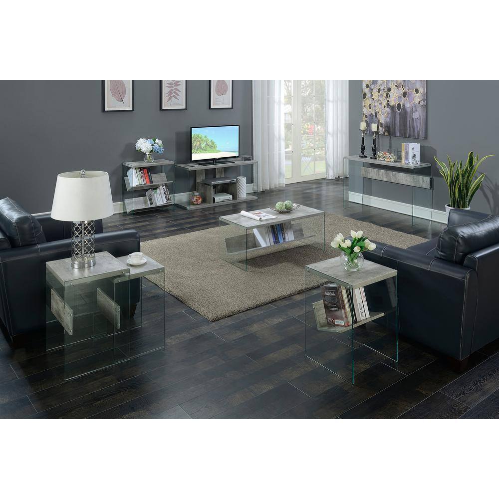 Modern Faux Birch and Glass End Table with Shelf