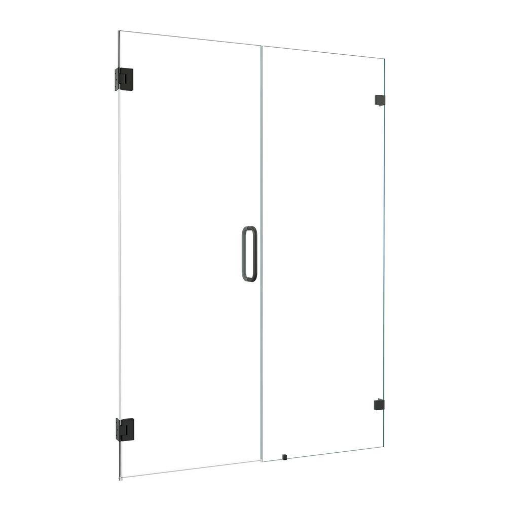 Matte Black Frameless Pivot Shower Door with Clear Glass