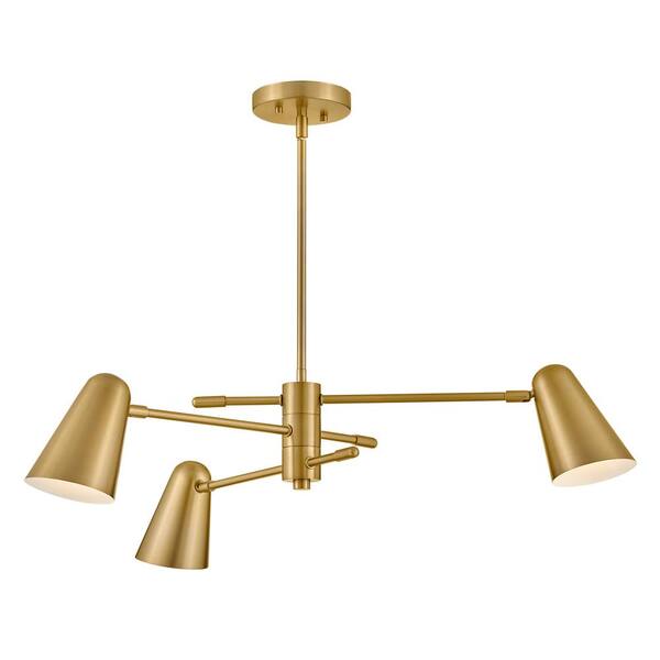 LARK - Birdie 3-Light Lacquered Brass Tier Chandelier