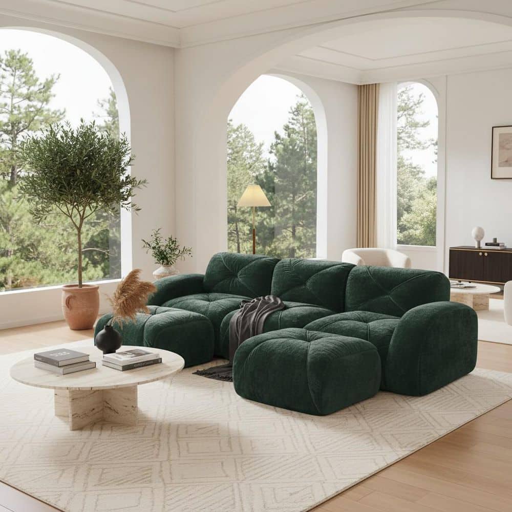 Homy Casa SAND 110.6 in. Oversize U-Shape Modular Velvet Sectional