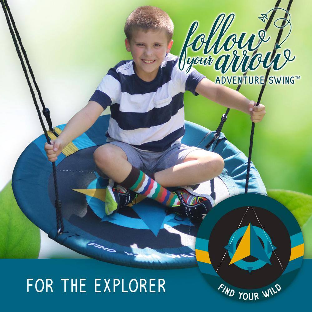 Adventure Blue and Yellow Fabric Multi-Person Saucer Swing