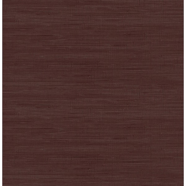 SOCIETY SOCIAL Aubergine Classic Faux Grasscloth Red Textured Peel and Stick Vinyl Wallpaper