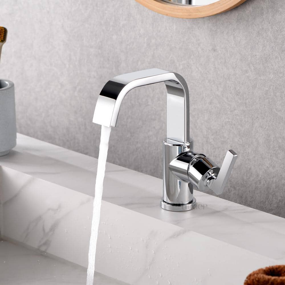 Sleek Chrome Single-Handle 8" Bathroom Faucet with Push Pop-Up Drain