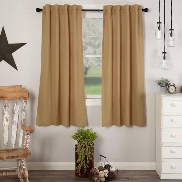 VHC BRANDS Simple Life Flax 36 in W x 63 in L Light Filtering Rod Pocket Window Panel Khaki Pair