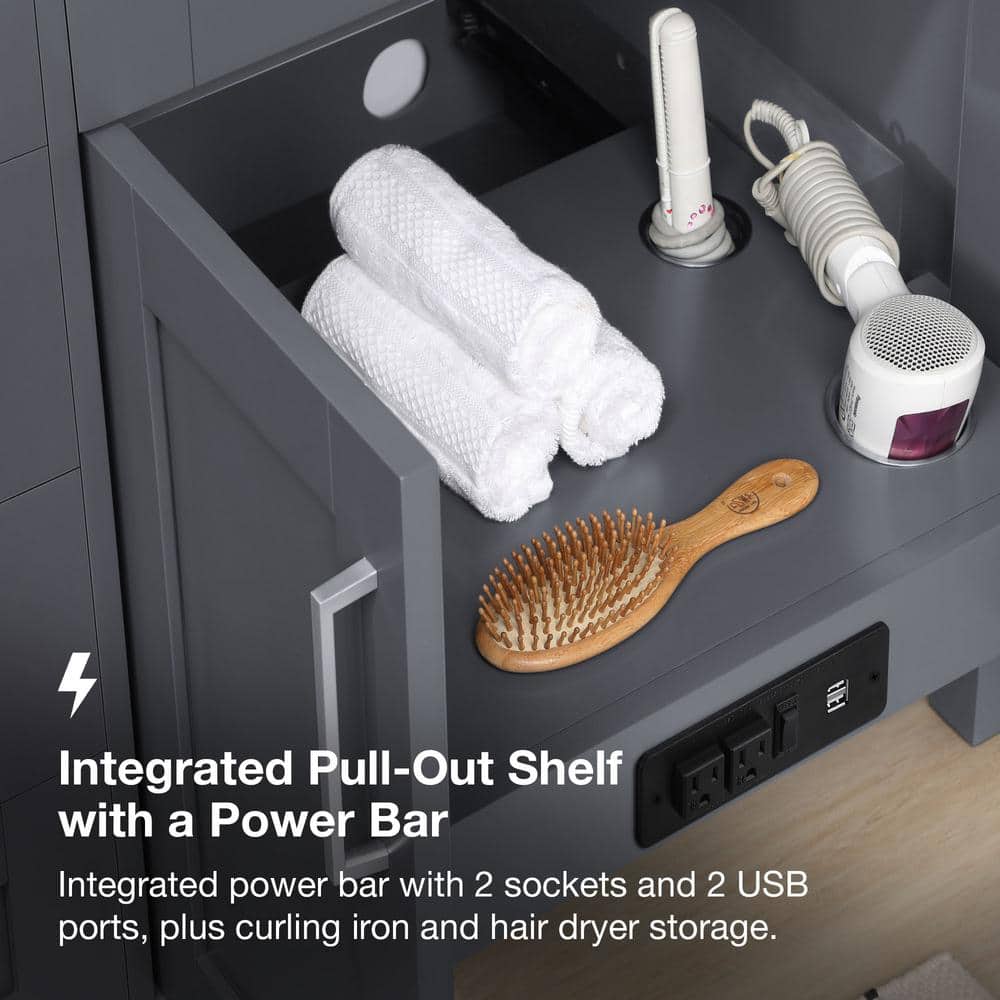 Tahoe 72" Dark Charcoal Double Vanity with White Engineered Marble