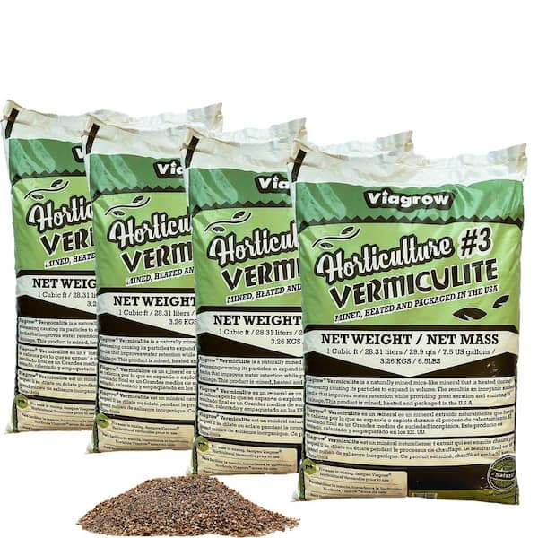 Viagrow Horticultural Vermiculite, 4 cu. ft./30 Gal./113 l, 4 Bags of 1 CF