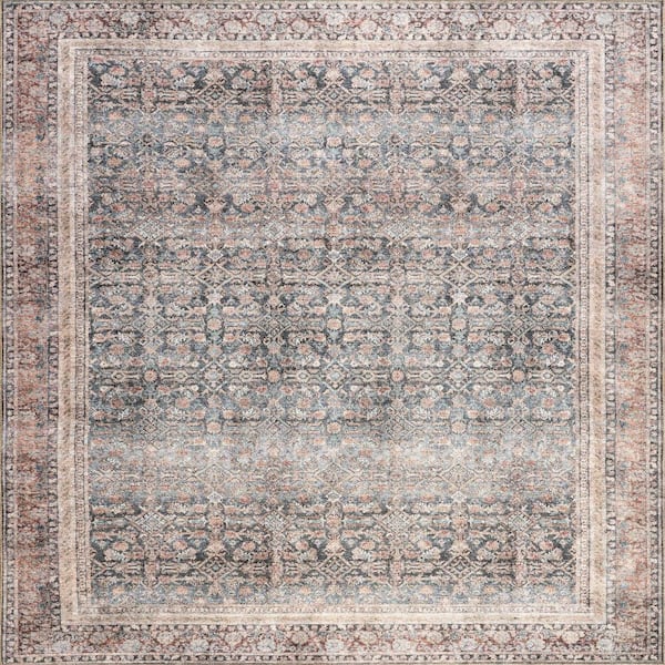 nuLOOM Hillstone Blue 6 ft. 7 in. x 9 ft. Traditional Vintage Medallion Area Rug