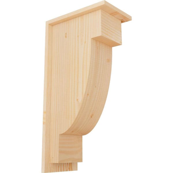 Ekena Millwork 7-1/2 in. x 12 in. x 24 in. Douglas Fir Alpine Smooth Corbel with Backplate