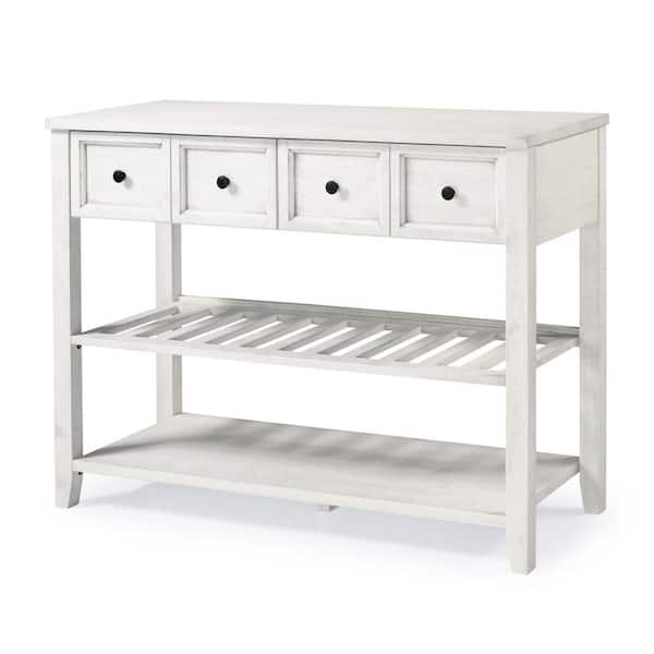 48 in. Solid Wood White 2-Drawer Buffet