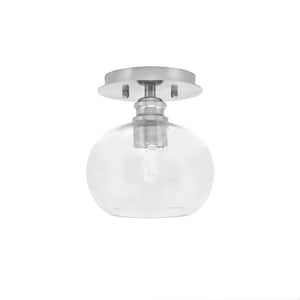 Albany 1-Light 7 in. Brushed Nickel Semi-Flush with Clear Bubble Glass Shade