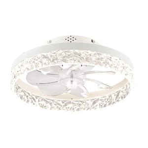 15.7 in. Indoor White Blade Span 23.6 in. Low Profile Flush Mount Small Ceiling Fan with Light and Remote