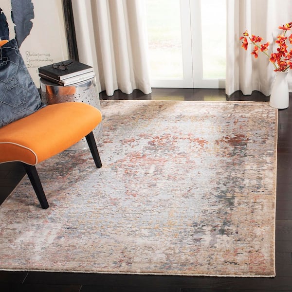 Winston 4 ft. x 6 ft. Gray/Rust Distressed Abstract Area Rug