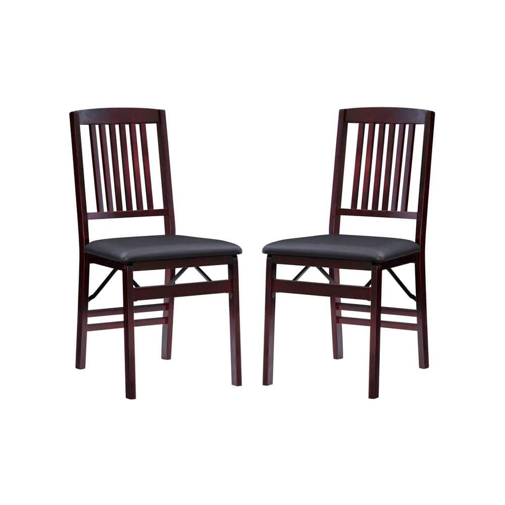 Katrina Merlot Wood Frame and Faux Leather Upholstered Folding Chair (Set o
