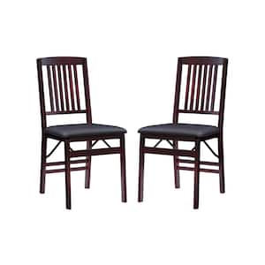 Katrina Merlot Wood Frame and Faux Leather Upholstered Folding Chair (Set of 2)