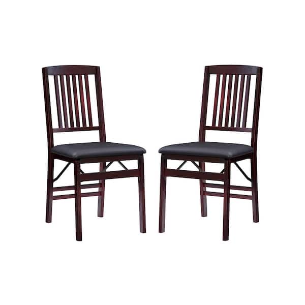 Linon Home Decor Katrina Merlot Wood Frame and Faux Leather Upholstered Folding Chair (Set of 2)