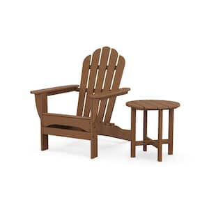 Monterey Bay 2-Piece Plastic Patio Conversation Set Adirondack Chair with Side Table in Tree House