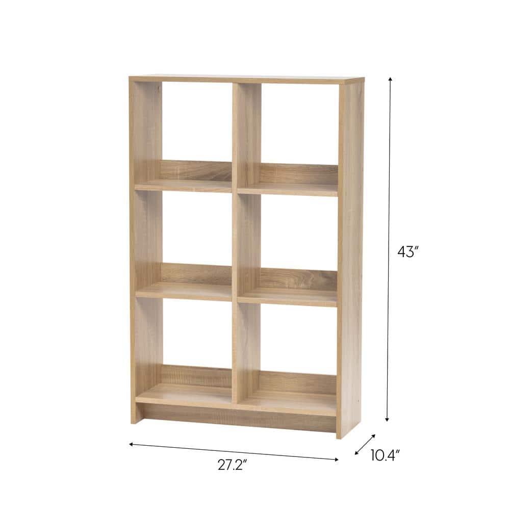 Adjustable 6-Cube Light Brown Organizer for Books and More