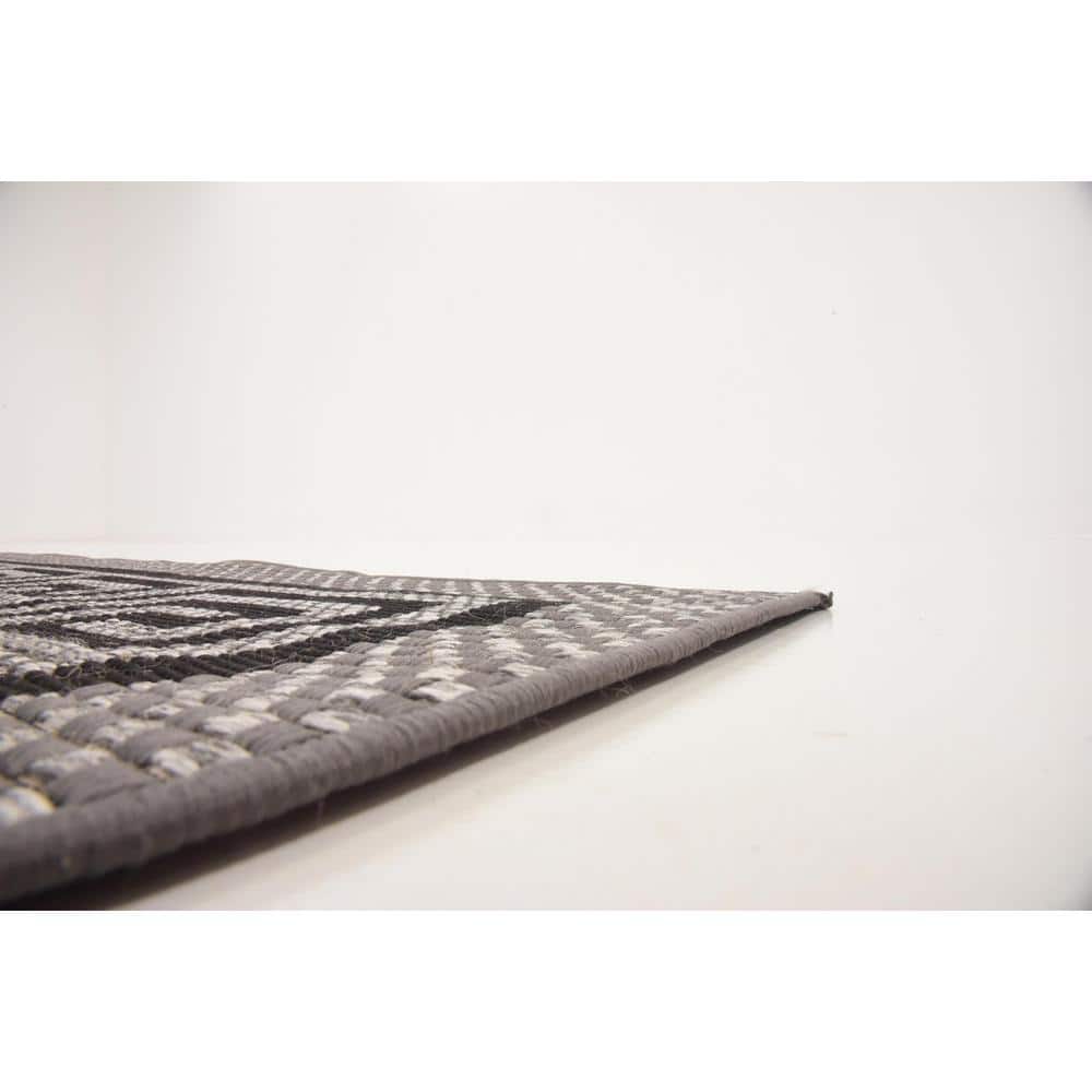 Square Gray Easy-Care Outdoor Polypropylene Rug