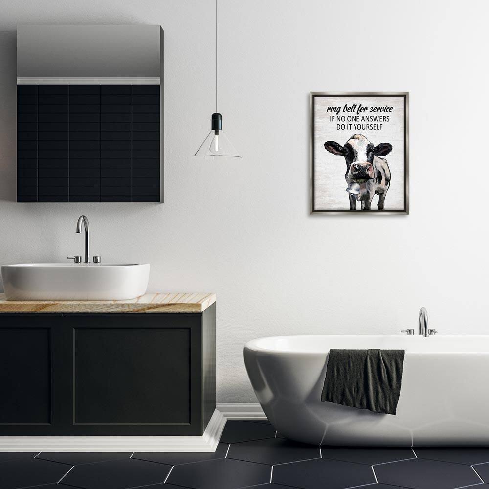Laundry Service Cow by Lettered and Lined Gray Floater Frame Typography Graphic Art Print 21 in. x 17 in. price history on PriceWatchPro
