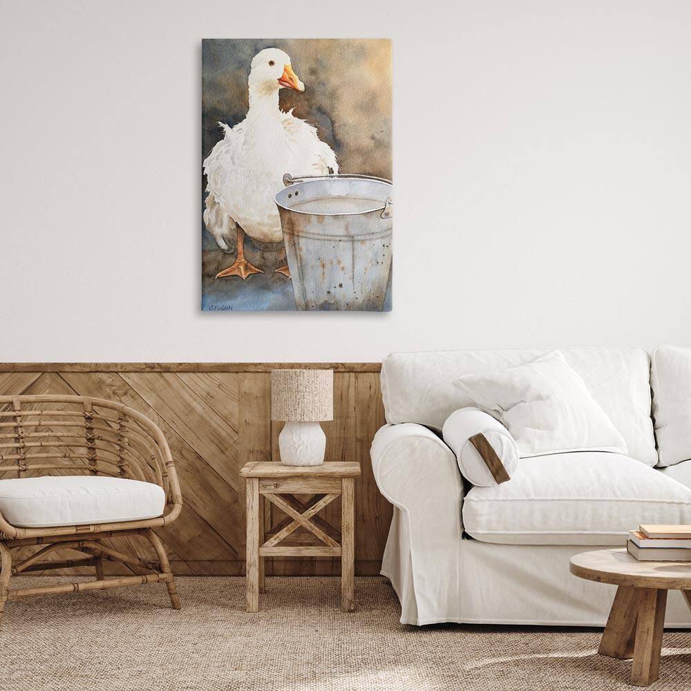 Duck and Country Pail by Stephanie Fielden Unframed Animal Graphic Art Print 36 in. x 24 in. price history on PriceWatchPro