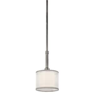 Lacey 1-Light Antique Pewter Transitional Shaded Kitchen Mini Pendant Hanging Light with Organza Shade