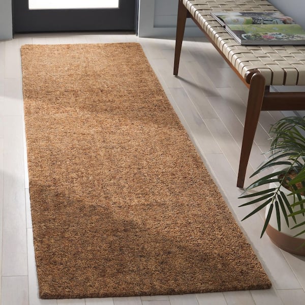 Gabbeh 2 ft. x 8 ft. Gold/Brown Solid Runner Rug