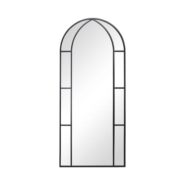 Dovelina 31 in. W x 71 in. H Modern Oversize Arch Metal Framed Black Full-Lenth Floor Mirror