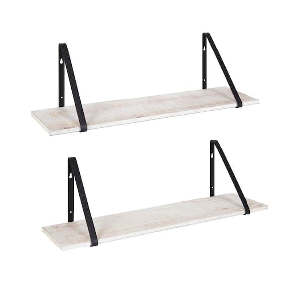 Kate and Laurel Soloman 28 in. W x 7 in. D White Wood Decorative Wall Shelf