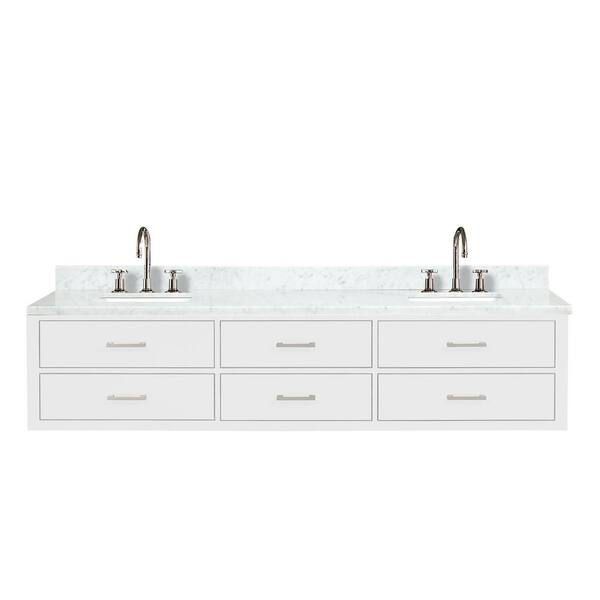 Lexora Sherman 84 in. W x 22 in. D x 34 in. H Double Sink Freestanding Bath Vanity in White with