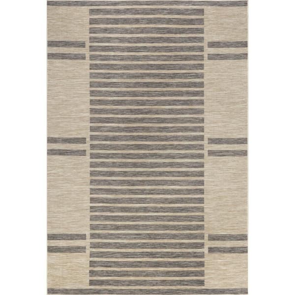 Treasure 10 ft. x 14 ft. Geometric Light Grey Indoor/Outdoor Area Rug