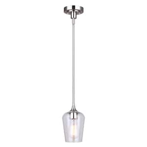 Conall 1-Light Brushed Nickel Pendant Light with Clear Glass Shade