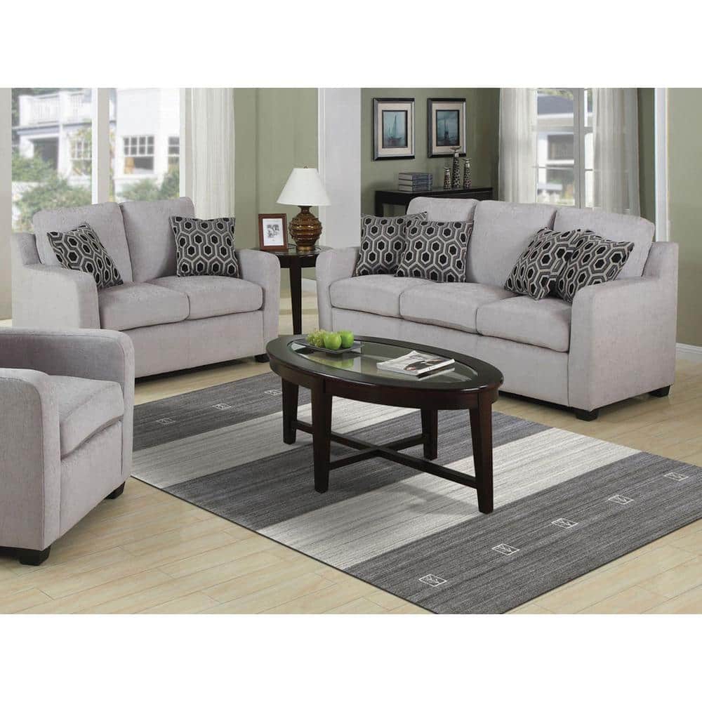Handmade Gray Stripe Wool and Viscose Area Rug