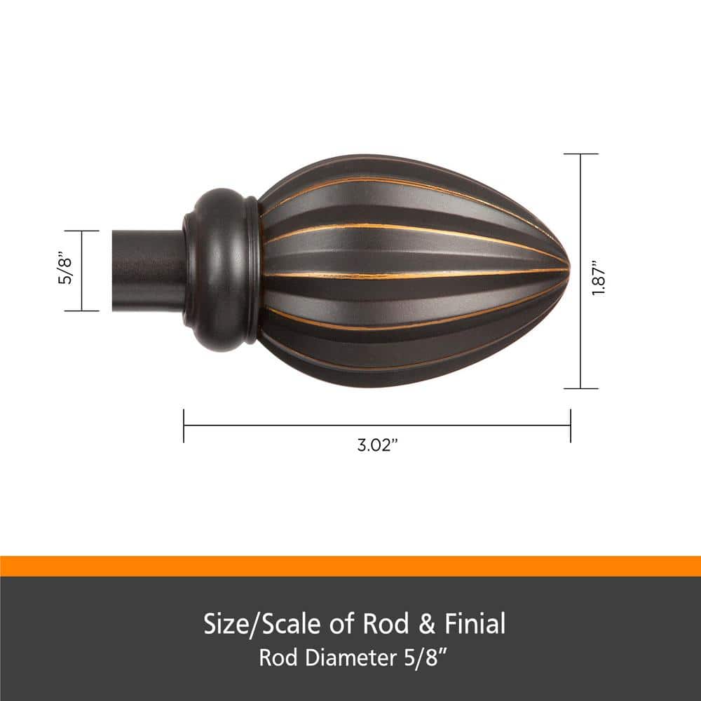 Kenney Bronze Adjustable Curtain Rod with Decorative Finials