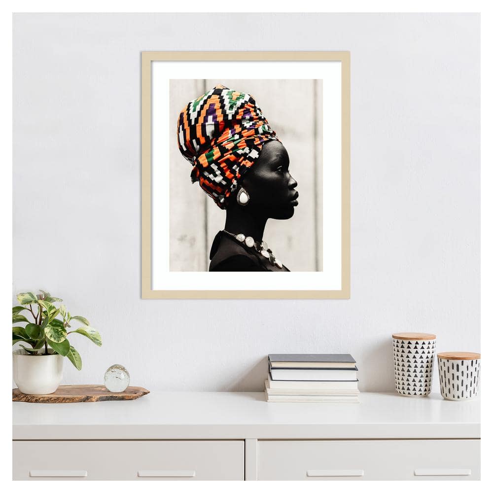 Black is Style Portrait Graphic Art in Natural Wood Frame