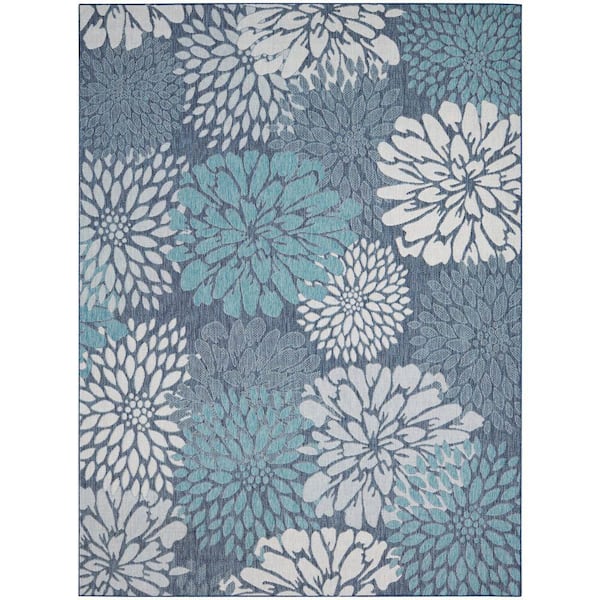 Nourison Garden Oasis Navy 9 ft. x 12 ft. Nature-inspired Contemporary Area Rug