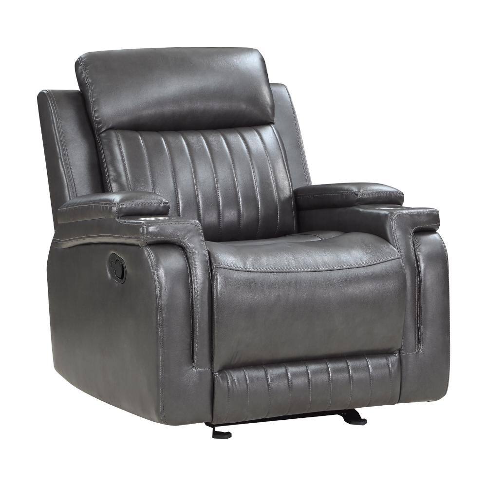 Wise Dark Gray Faux Leather Manual Glider Recliner 9456DG-1 - The Home ...