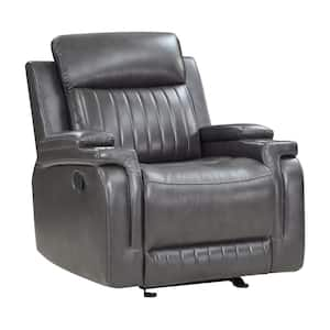 Wise Dark Gray Faux Leather Manual Glider Recliner