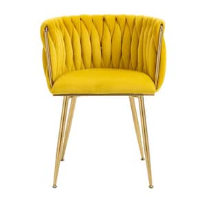 Mustard Velvet Fabric Leisure Dining Chair Accent Chair