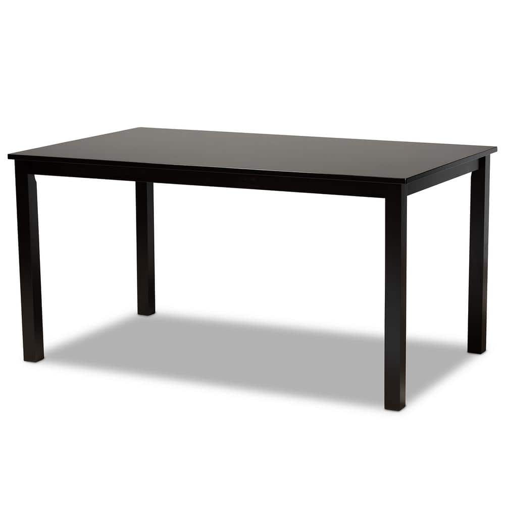 Dallas Dark Brown Wood and Sand Fabric 7-Piece Dining Set