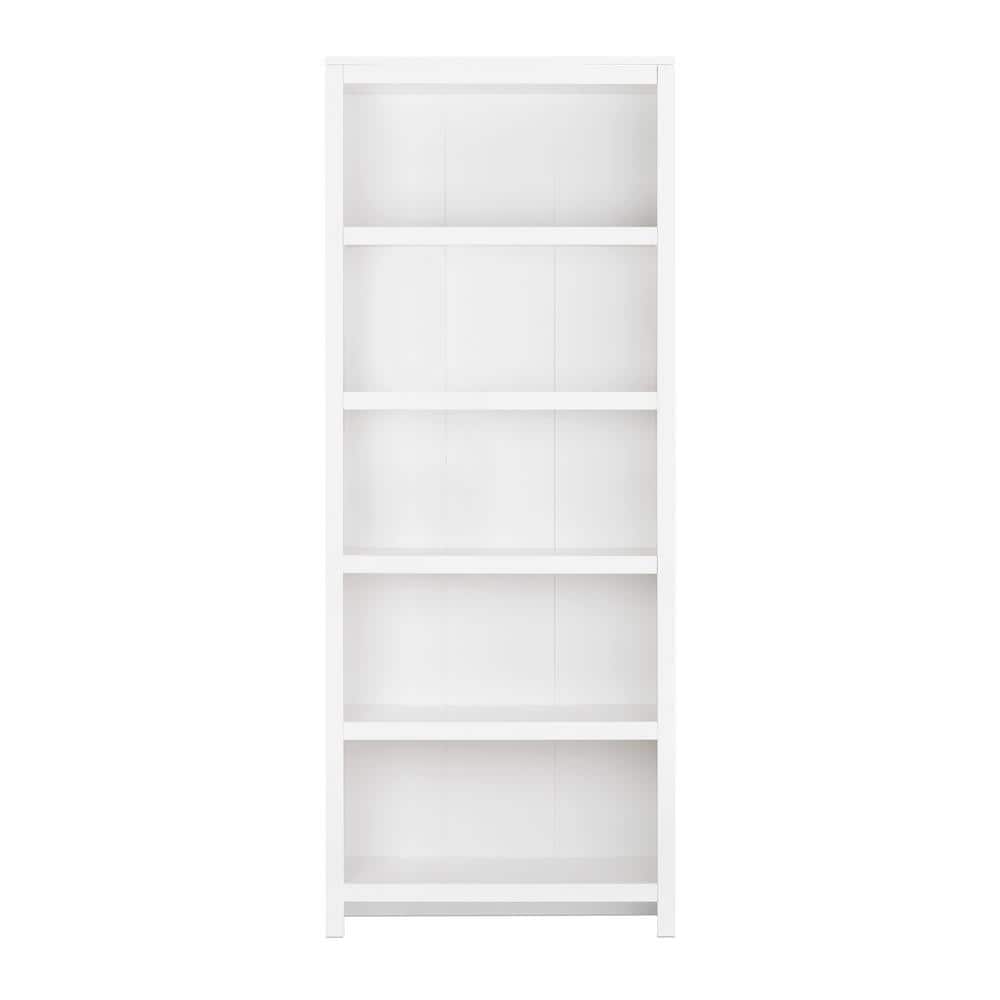 Tall White Pine Wood Adjustable 5-Shelf Bookcase