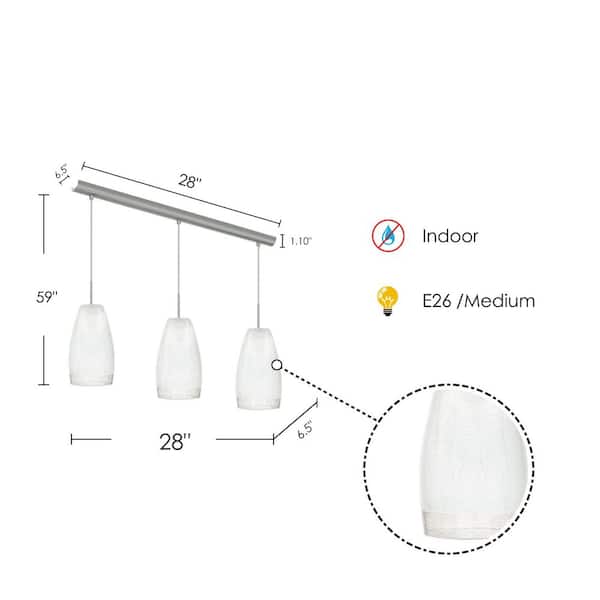 Eglo Crash 3-Light Matte Nickel Hanging Island Light 20598A - The