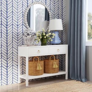 Lark 44 in. L White Rectangular Wood 2-Drawer Console Table