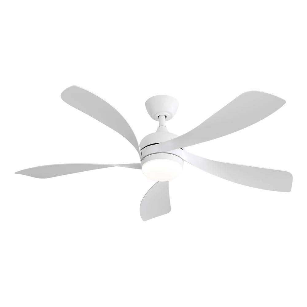 52 in. Smart Indoor White Ceiling Fan with Lights and Remote Control Revers