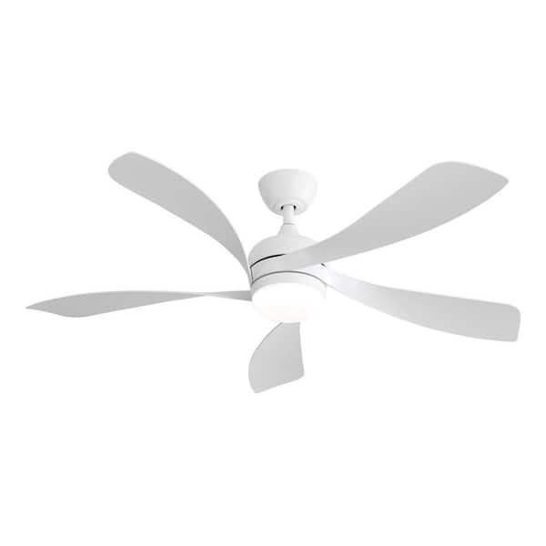 Unbranded 52 in. Smart Indoor White Ceiling Fan with Lights and Remote Control Reversible 3 Color Dimmable Fan Light w/5 ABS Blade