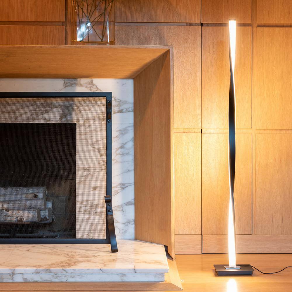 Helix 48" LED Modern Floor Lamp with 3-Way Dimness, Black