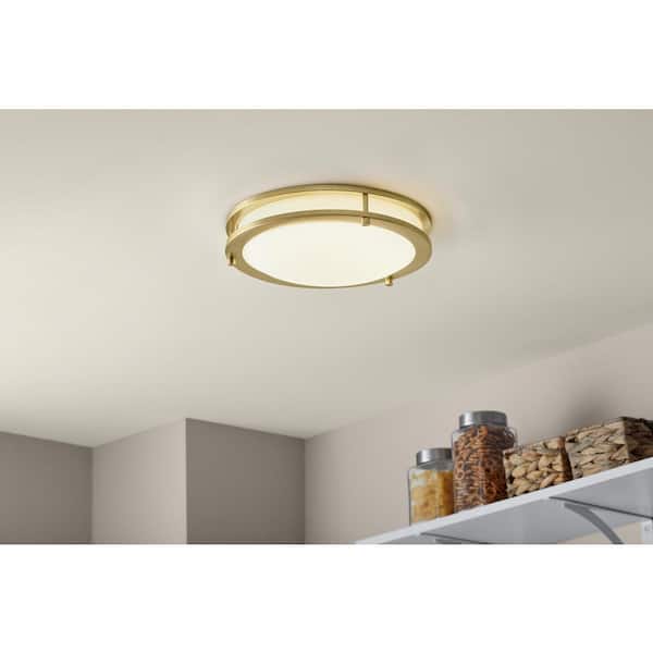 Flaxmere 12 in. Contemporary Brushed gold Selectable CCT Integrated LED Flush Mount for Kitchens