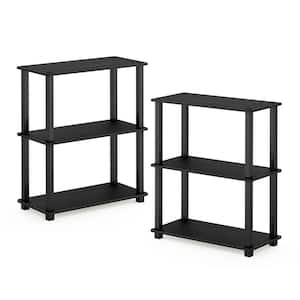 Turn-S-Tube 29.6 in. Tall Americano/Black Wood 3-Shelf Etagare Bookcase Set of 2