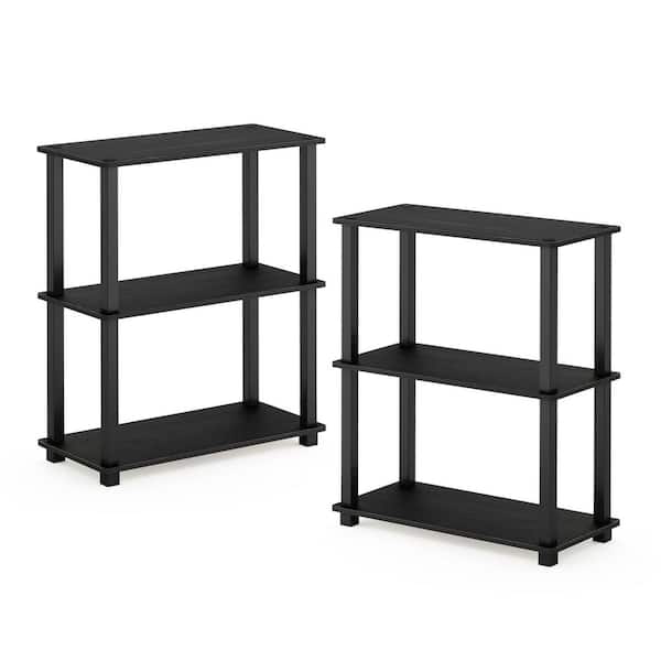 Furinno Turn-S-Tube 29.6 in. Tall Americano/Black Wood 3-Shelf Etagare Bookcase