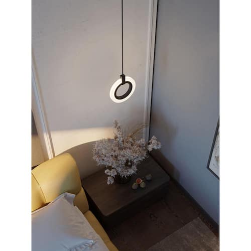 Halo 18-Watt 1 Light Black Statement Integrated LED Pendant Light with Acrylic Shade Lighting